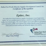 Epitec is a Certified Minority business in Dallas Fort Worth Texas region