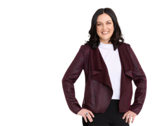 woman wearing burgundy jacket